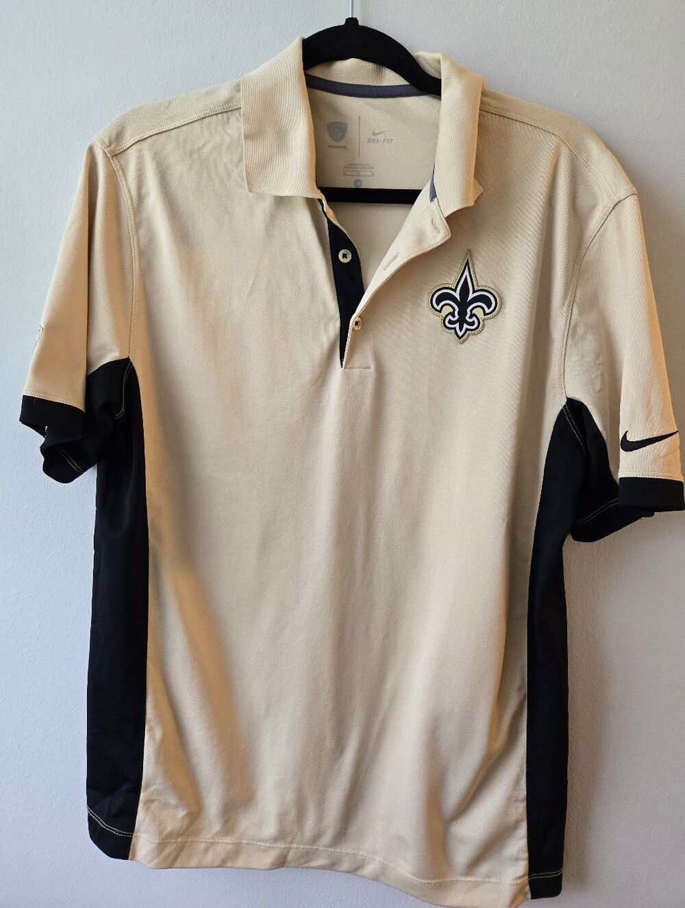Nike Men’s Polo Shirt - Cream and Black New Orleans Saints - Dri Fit